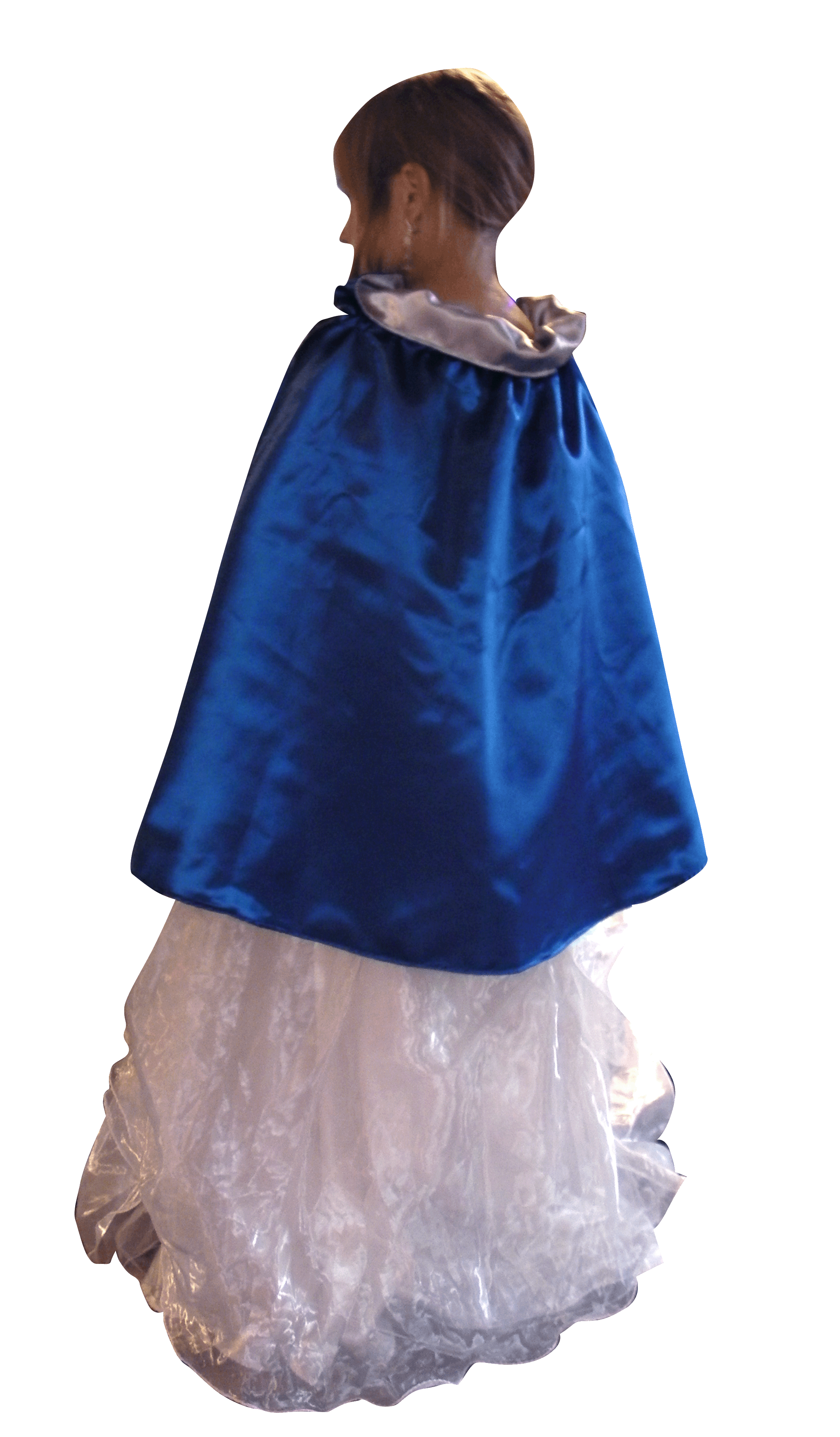 Cape satin bleu argent
